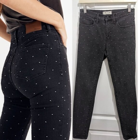 Madewell | 9" Mid-rise Skinny Jeans: Metallic Dot Edition - Picture 1 of 15